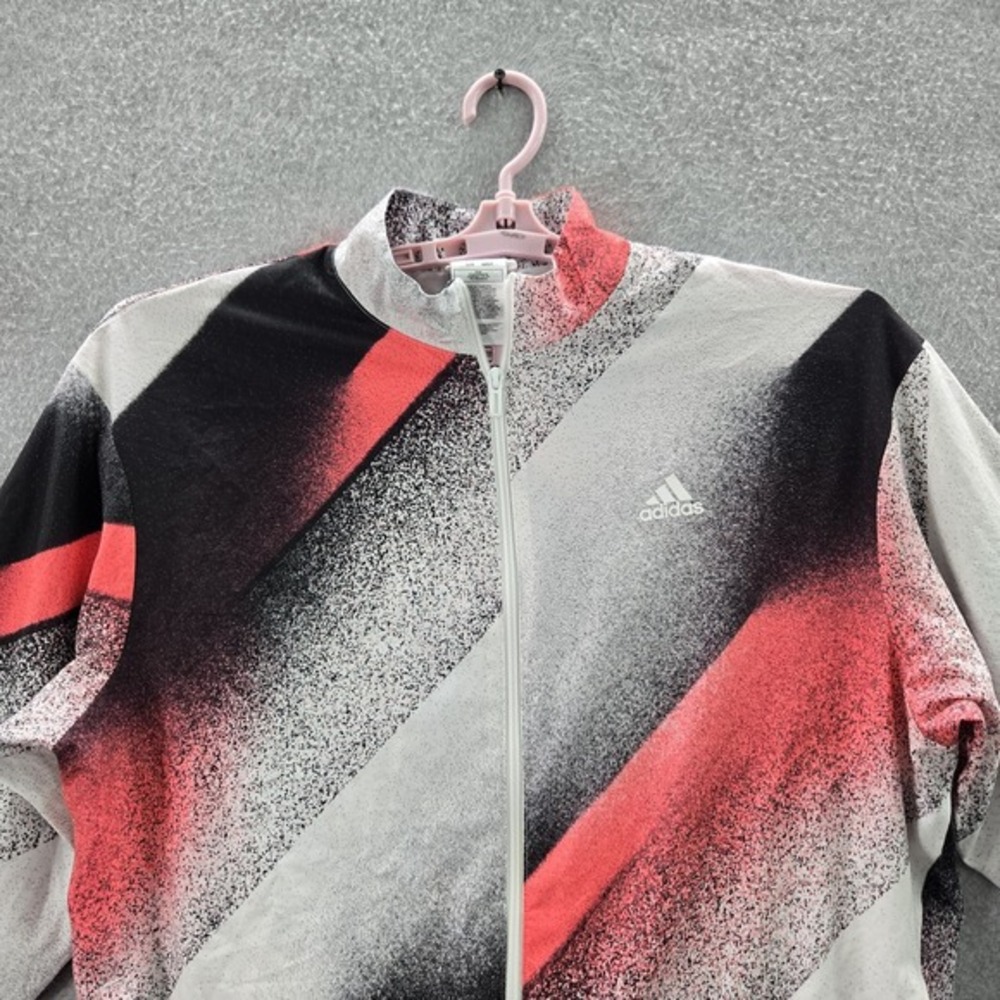 Adidas Women Jacket L White Geometric Unleased Confidence Zipper Long Sleeve